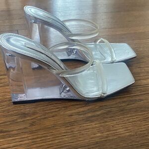 Zara Clear Strap Wedge Sandals size 6